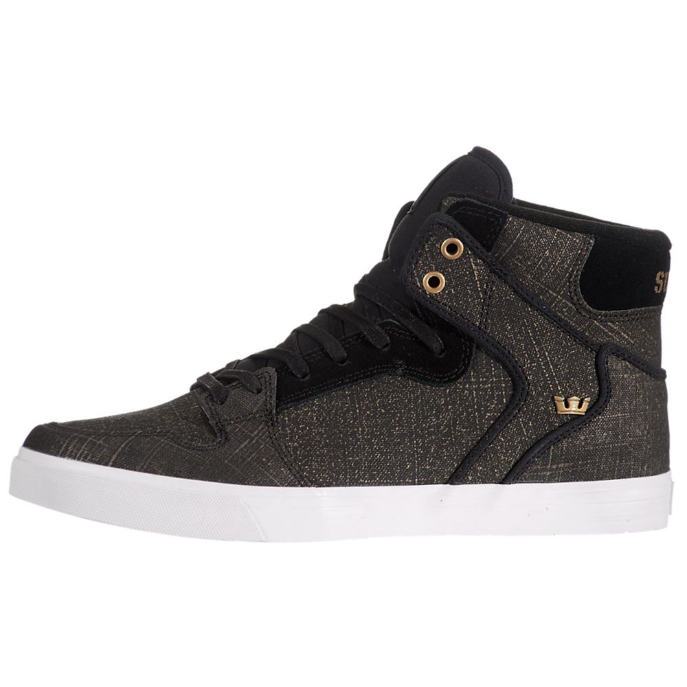 Baskets Montantes Supra Vaider Noir Doré Black/Gold Gunny Homme | JCV-89808079